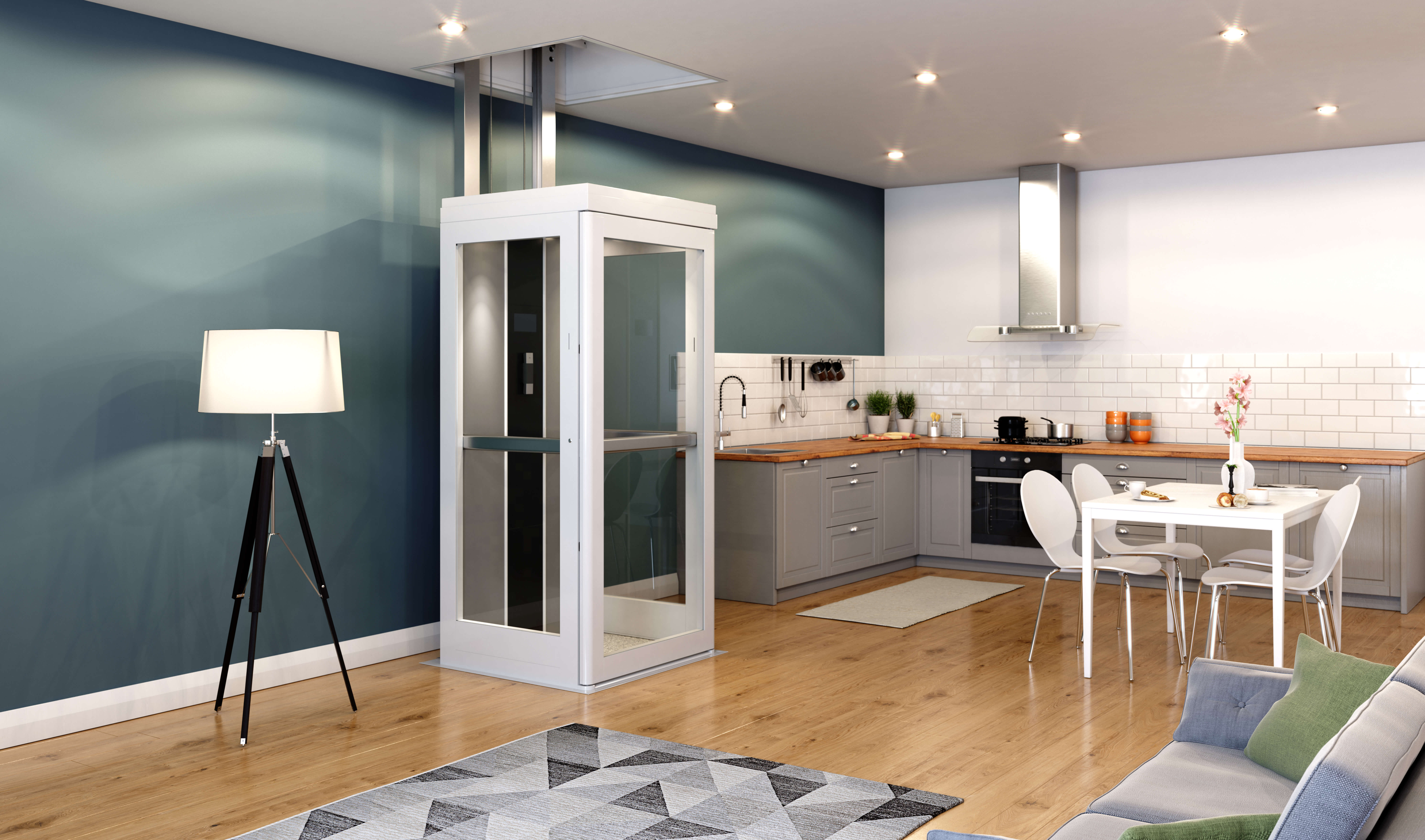 Vivo Home Lift in the kitchen with door closed.