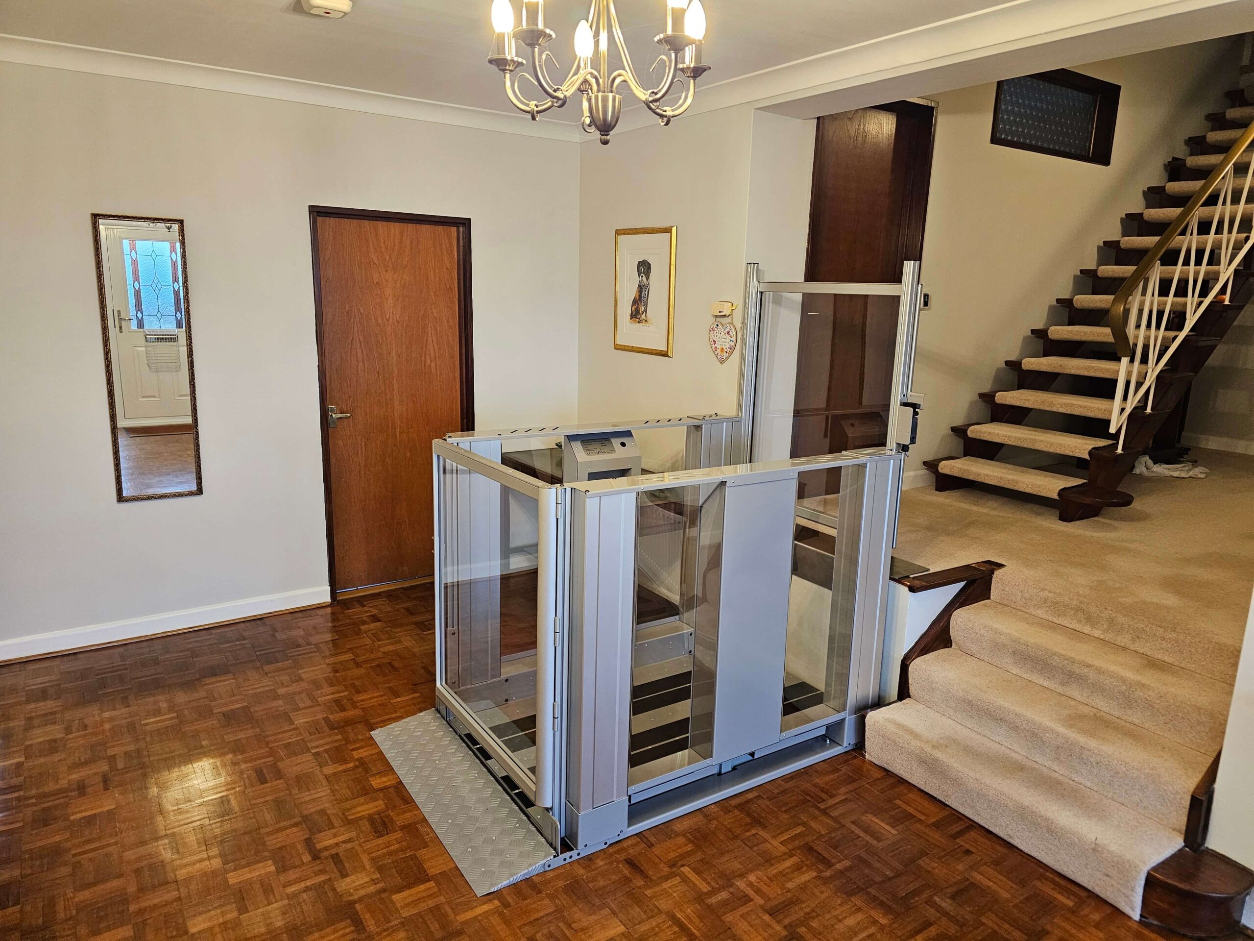 Step lift in a hallway