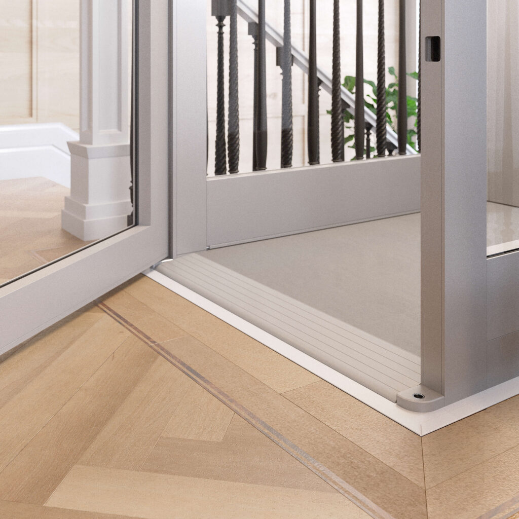 Ramped entrance to home lift