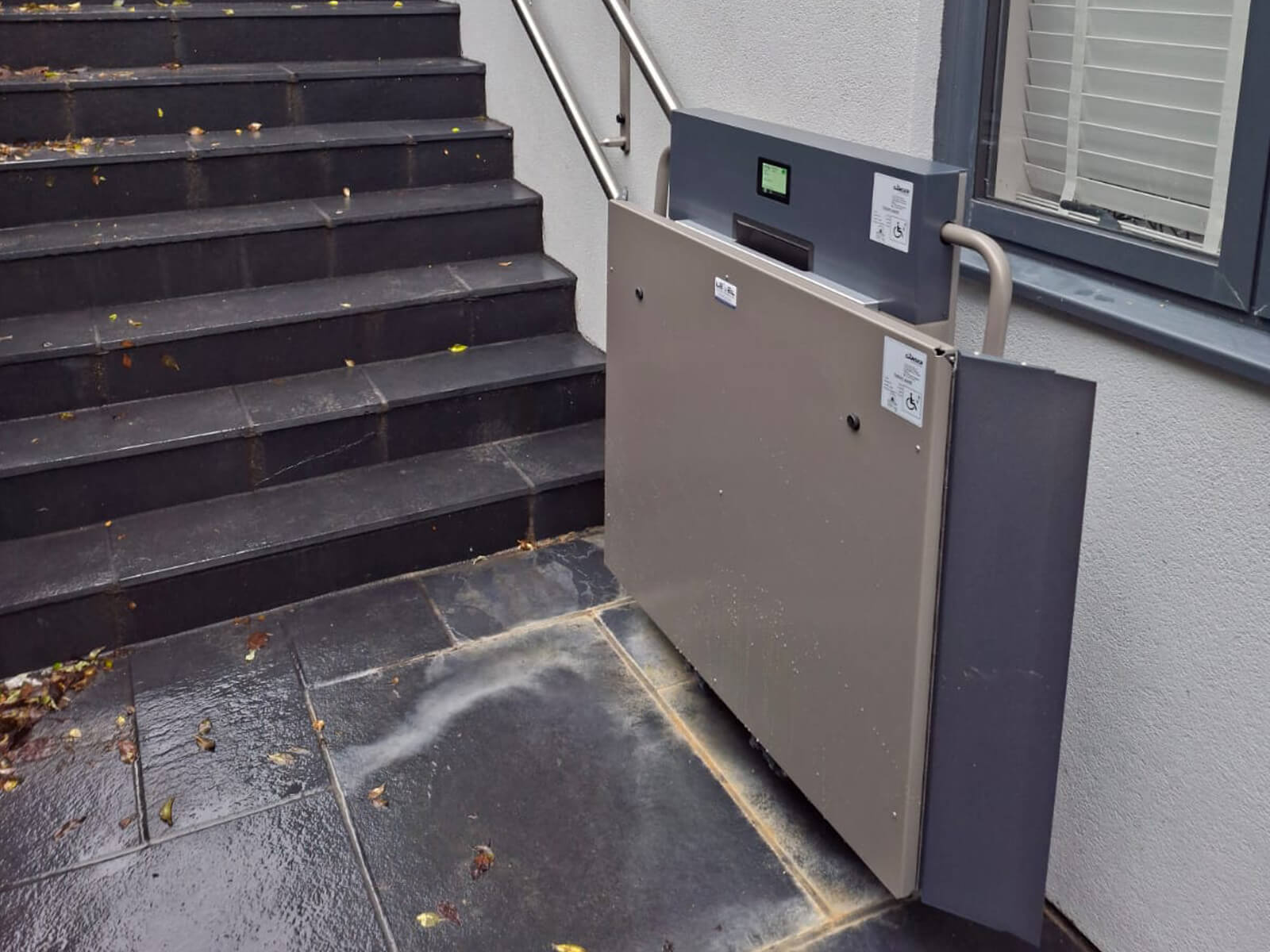 Platform stairlift folded up